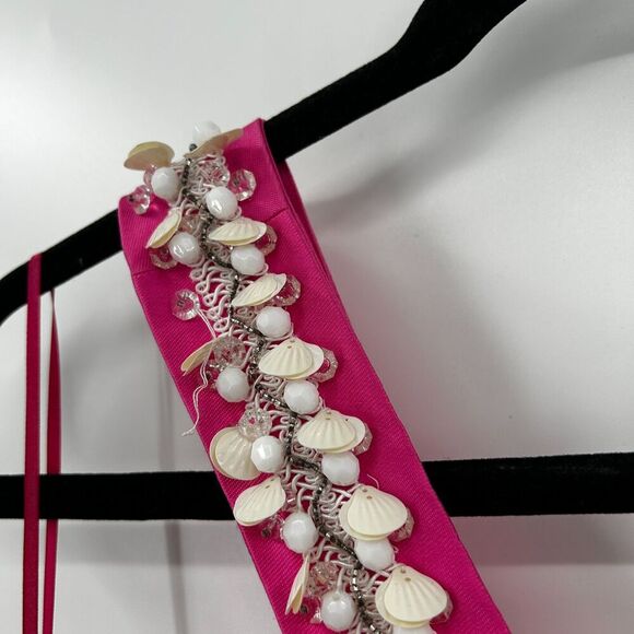 KATE SPADE Pink White Seashell Bead V-Neck Pleated Barbiecore Mini Dress Size 10 - Picture 11 of 11